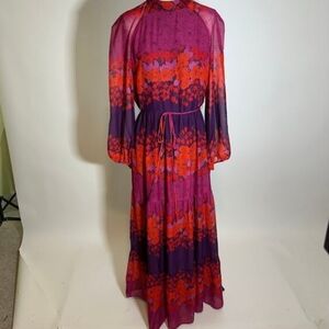 Meloni T NWT Vibrant Purple and Red Floral Boho Maxi Dress